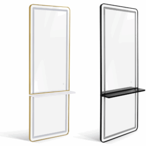 BP Friseurspiegel Wandspiegel - Aluminiumrahmen - 3 Stufige LED Beleuchtung mit Touchfunktion 177cm x 65cm x 17cm J6271