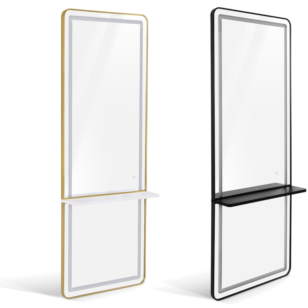 BP Friseurspiegel Wandspiegel - Aluminiumrahmen - 3 Stufige LED Beleuchtung mit Touchfunktion 177cm x 65cm x 17cm J6271