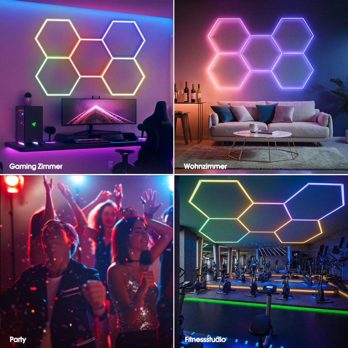 Hexagon RGB LED Garage Light, 7200LM Hexagon LED Beleuchtung - 5 Grid – Bild 6