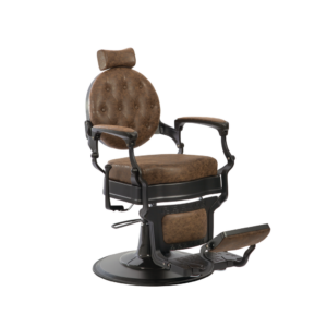 WK BUZZ BLACK - OLD BROWN BARBER CHAIR / Barberstuhl Herrenfrisierstuhl