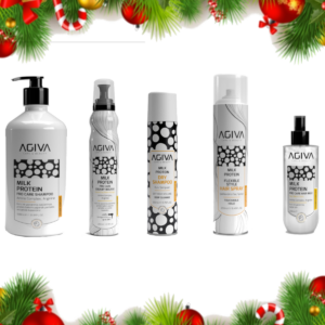 AGIVA Geschenkset Damen : Shampoo 1L, Trockenshampoo 200ml, Haarmilch 200ml, Schaumfestiger 200ml, Haarspray 250ml