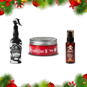 BARBERTIME Geschenkset Männer : TwoPhase Milk 400ml, Red Pomade 150ml, Bart Öl 75ml