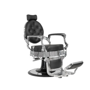 WK BUZZ SILVER – BLACK BARBER CHAIR / Barberstuhl Herrenfrisierstuhl
