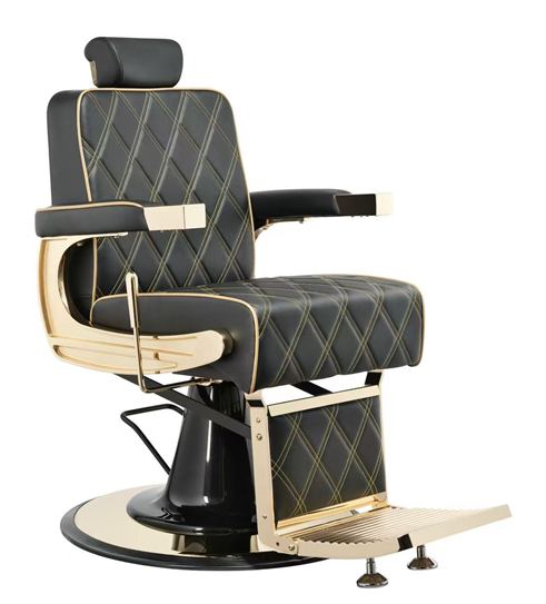 WK CREW GOLD BLACK BARBER CHAIR / Barberstuhl Herrenfrisierstuhl