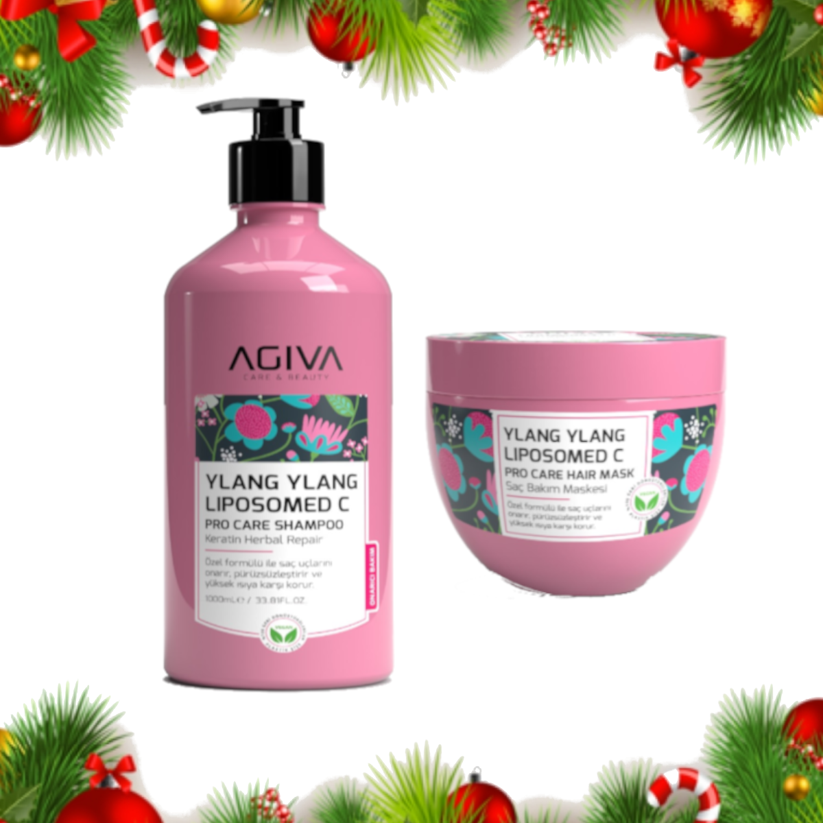 AGIVA Geschenkset Damen : Shampoo 1L, Haarkur 300ml