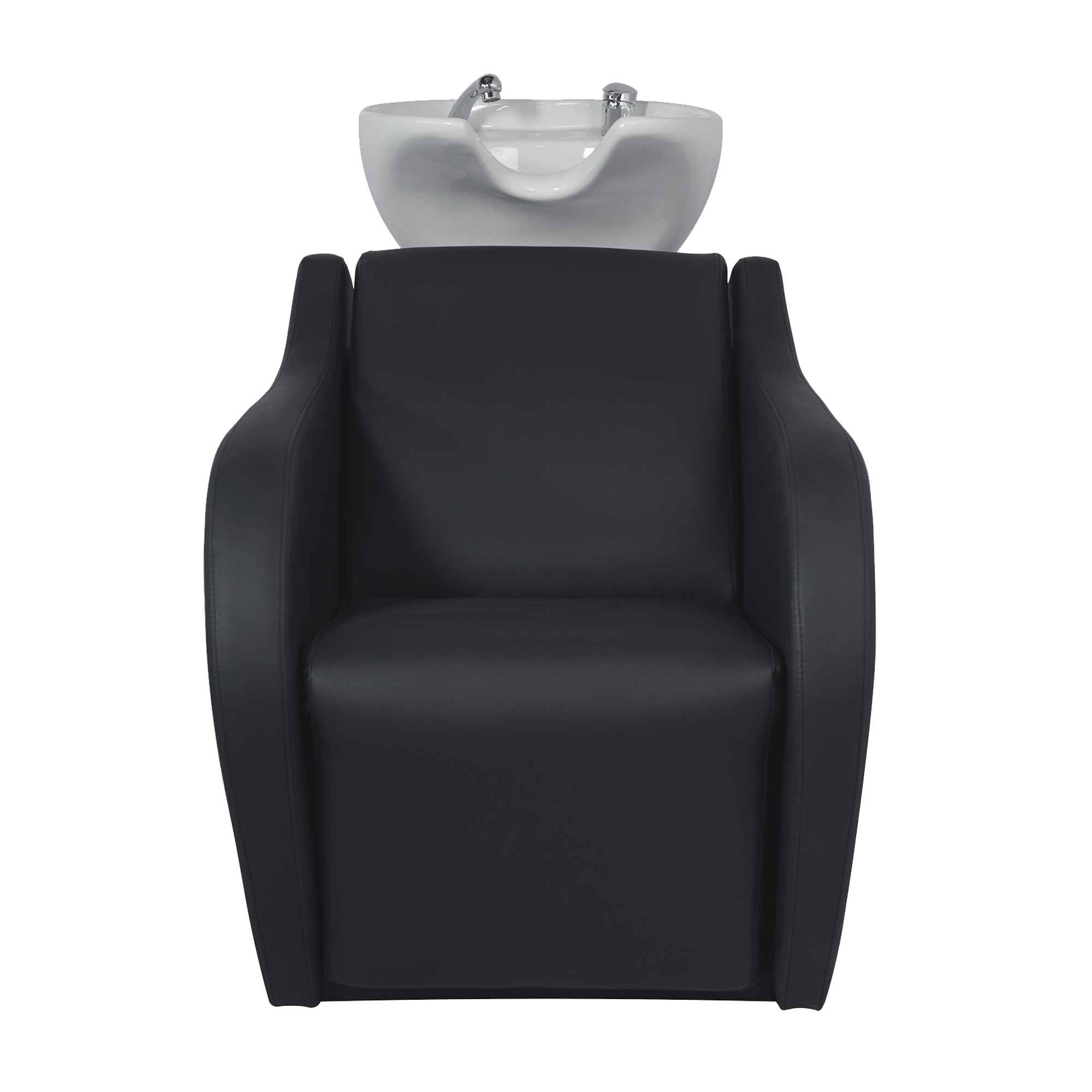 WK WISP+ - Friseurwaschbecken Friseur Waschplatz Waschsessel Rückwärtswaschbecken ( Schwarz / Weiß ) mit Manuelle Fußstütze – Bild 6