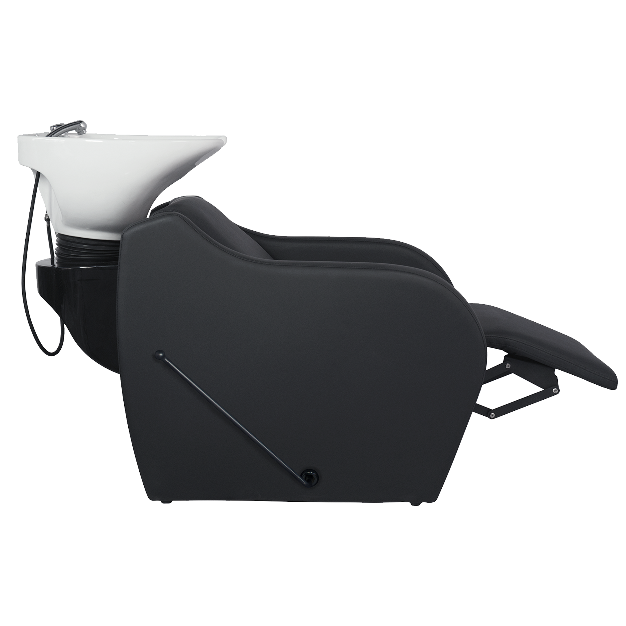 WK WISP+ - Friseurwaschbecken Friseur Waschplatz Waschsessel Rückwärtswaschbecken ( Schwarz / Weiß ) mit Manuelle Fußstütze – Bild 7