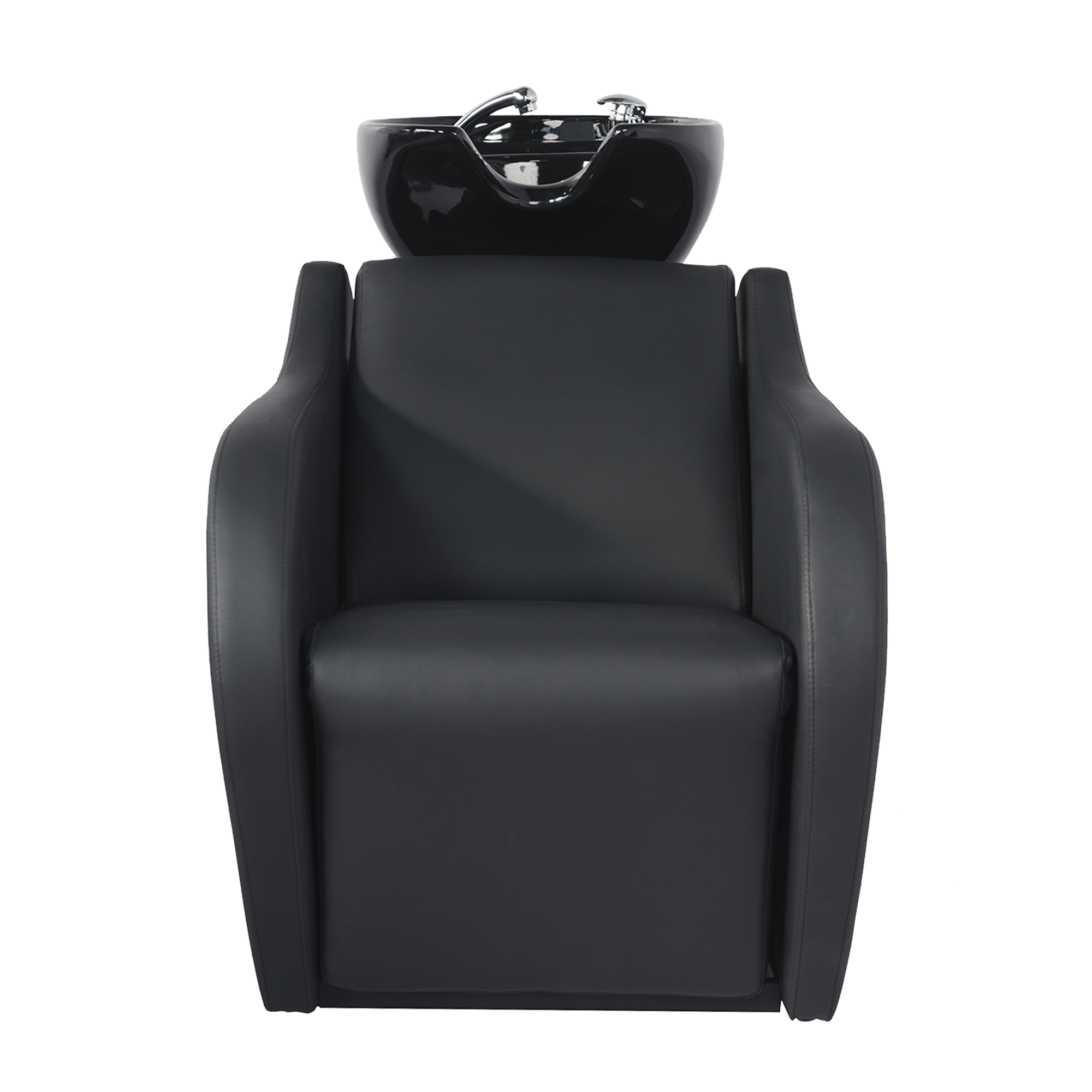 WK WISP Roll - Friseurwaschbecken Friseur Waschplatz Waschsessel Rückwärtswaschbecken ( Schwarz / Weiß ) mit Elektronische Fußstütze und Massagefunktion – Bild 3