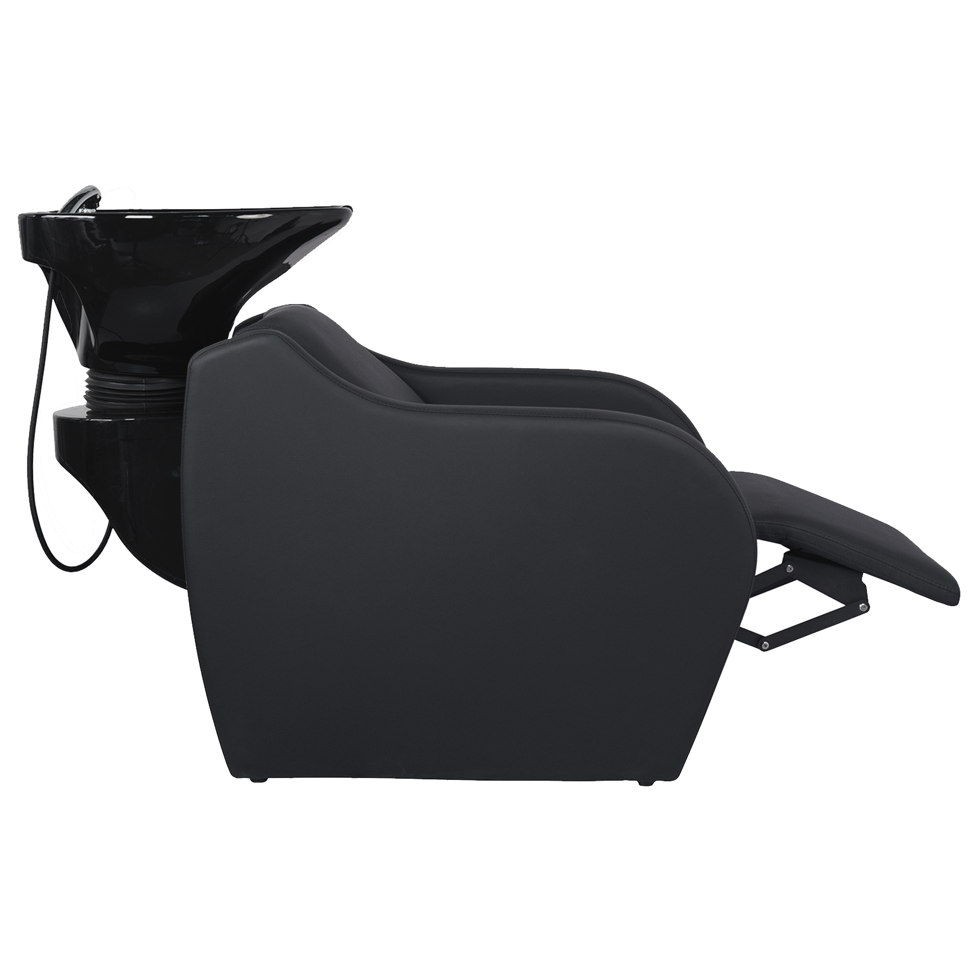 WK WISP Roll - Friseurwaschbecken Friseur Waschplatz Waschsessel Rückwärtswaschbecken ( Schwarz / Weiß ) mit Elektronische Fußstütze und Massagefunktion – Bild 4