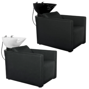 WK PEEK - Friseurwaschbecken Friseur Waschplatz Waschsessel Rückwärtswaschbecken ( Schwarz / Weiß )