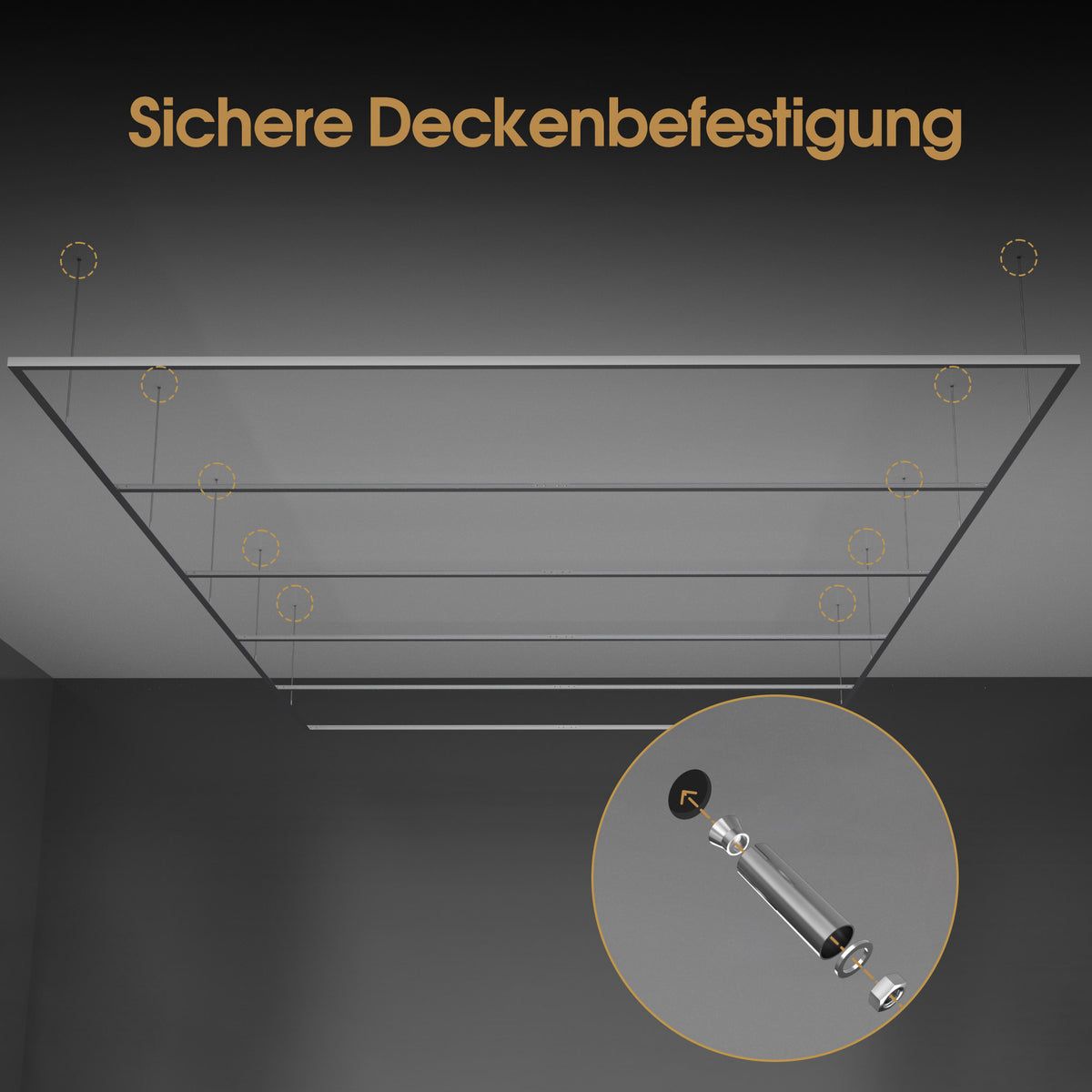 BP Aluminiumrahmen für Hexagon LED-Garage Light LP003/LP004/LP005, Montagezubehör für Deckeninstallation 242cm x 484cm – Bild 3