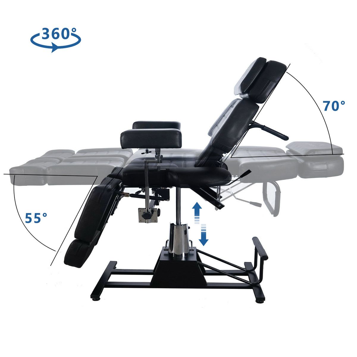 BP Hydraulische Tattooliege Massageliege Kosmetikliege Therapieliege 0232 Schwarz – Bild 11