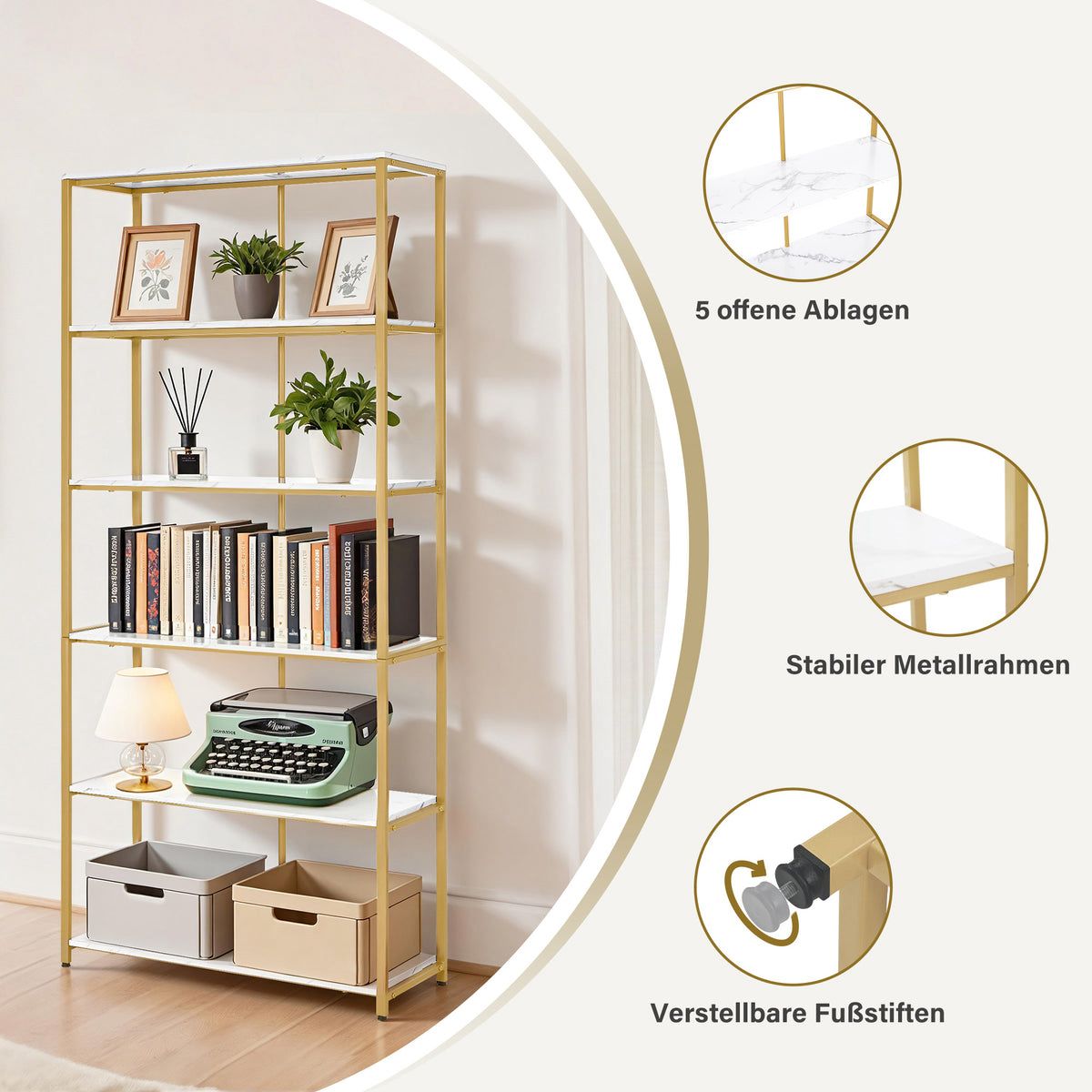 BP Standregal Verkaufsregal Bücherregal 5166 ( 80cm x 180cm x 30cm ) – Bild 4
