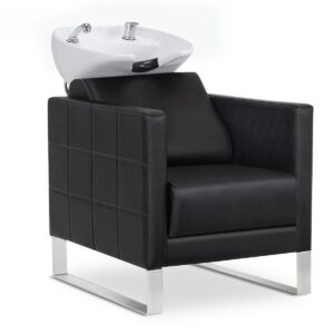 BP Friseurwaschbecken Friseur Waschplatz Waschsessel Rückwärtswaschbecken 8611 (Schwarz/Weiß)