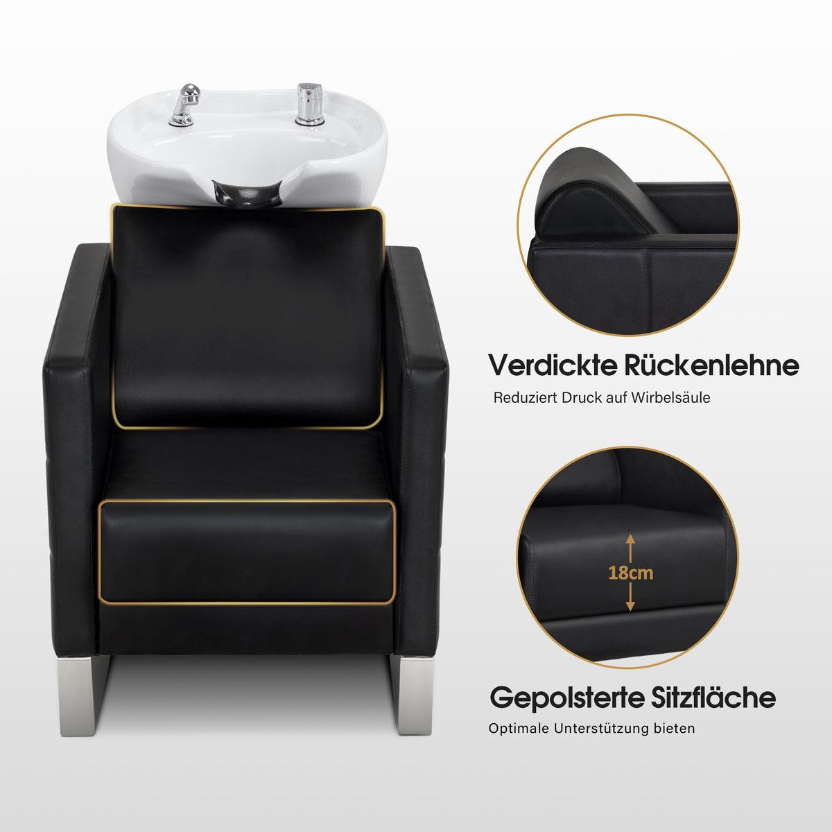 BP Friseurwaschbecken Friseur Waschplatz Waschsessel Rückwärtswaschbecken 8611 (Schwarz/Weiß) – Bild 6