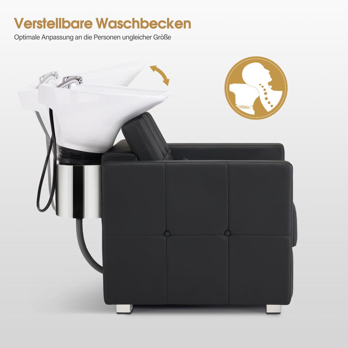 BP Friseurwaschbecken Friseur Waschplatz Waschsessel Rückwärtswaschbecken 8010 (Schwarz/Weiß) – Bild 3