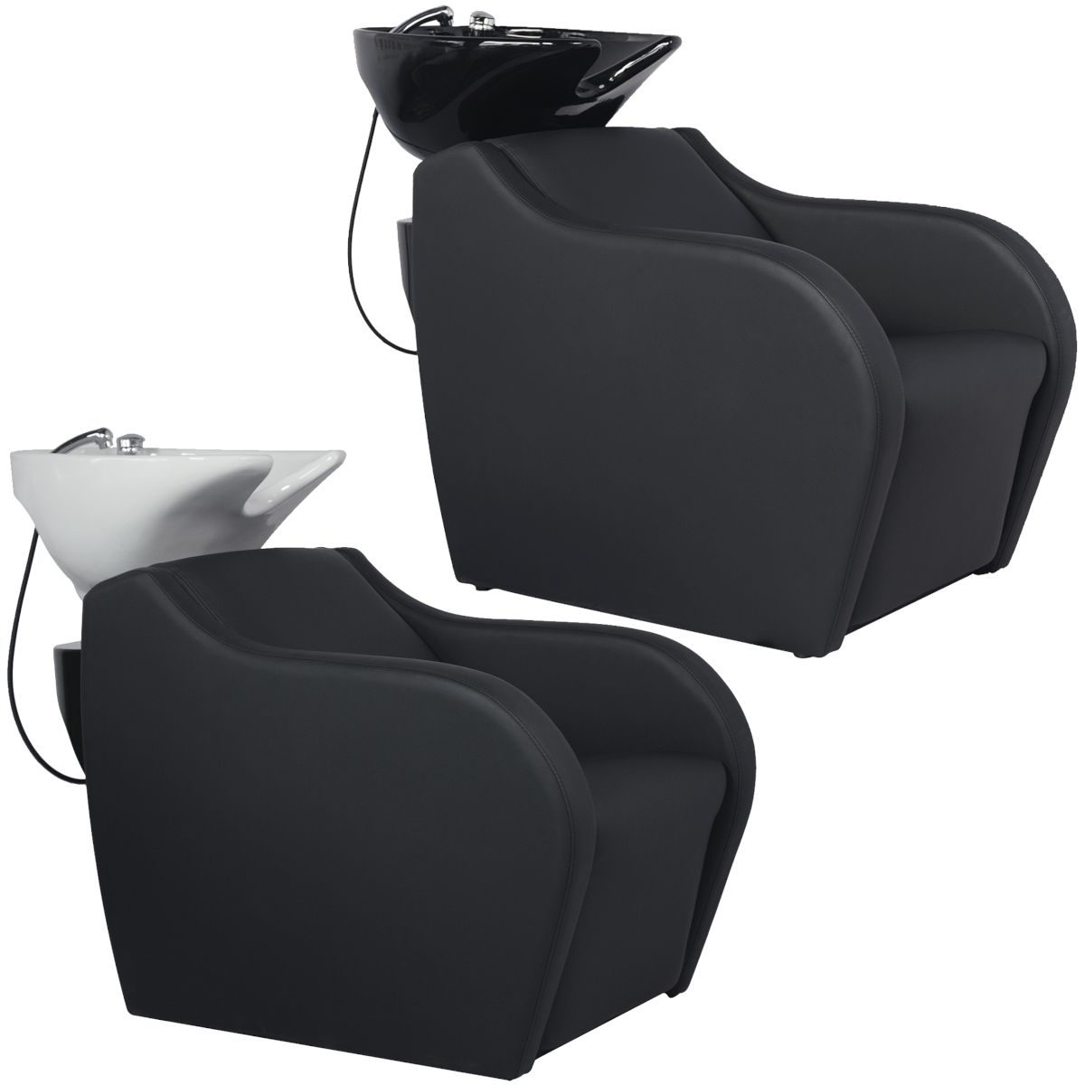 WK WISP - Friseurwaschbecken Friseur Waschplatz Waschsessel Rückwärtswaschbecken ( Schwarz / Weiß )