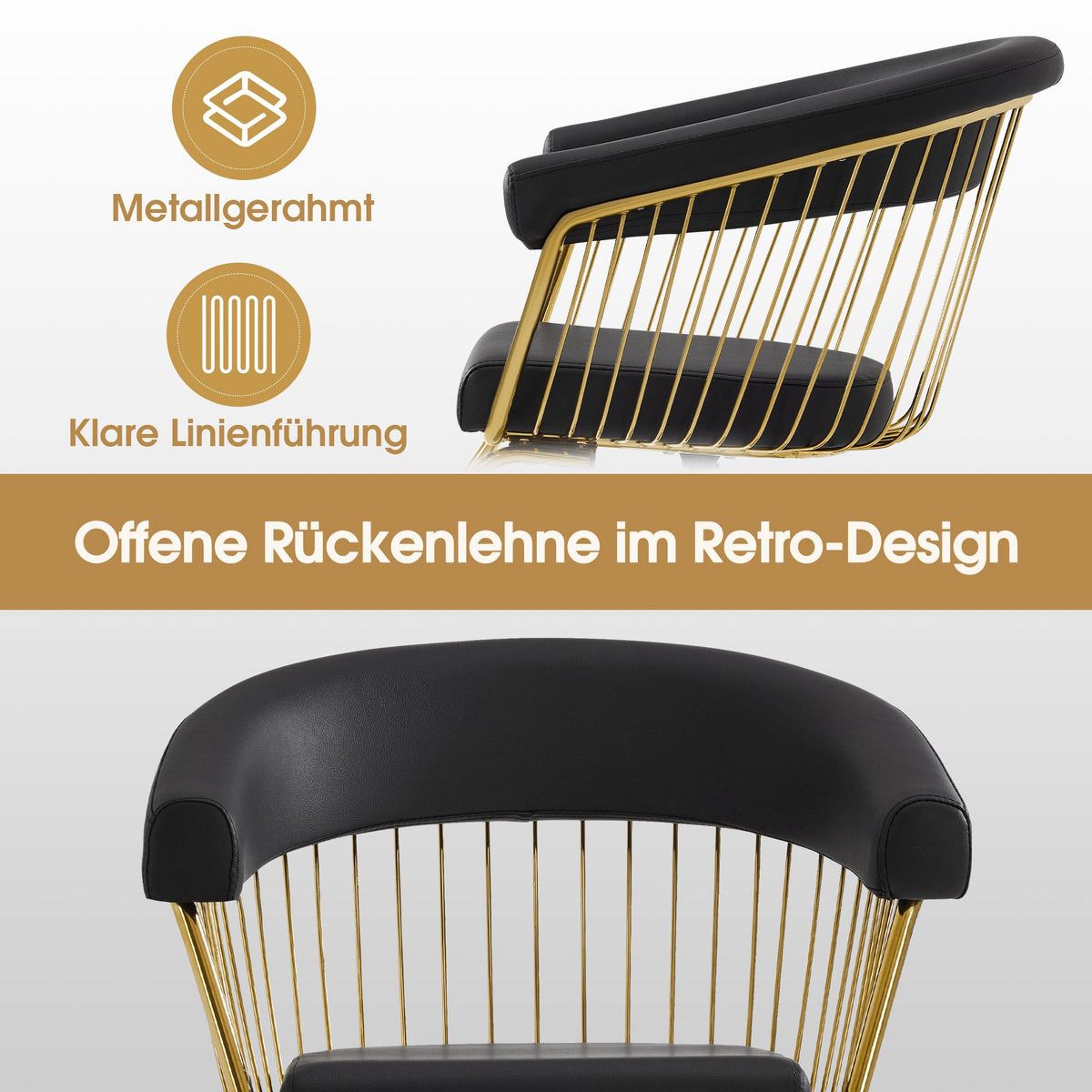 BP Friseurstuhl Damenstuhl Friseur Bedienstuhl mit Fußstütze und Hydraulische Pumpe 2053 (Gold-Schwarz) – Bild 6