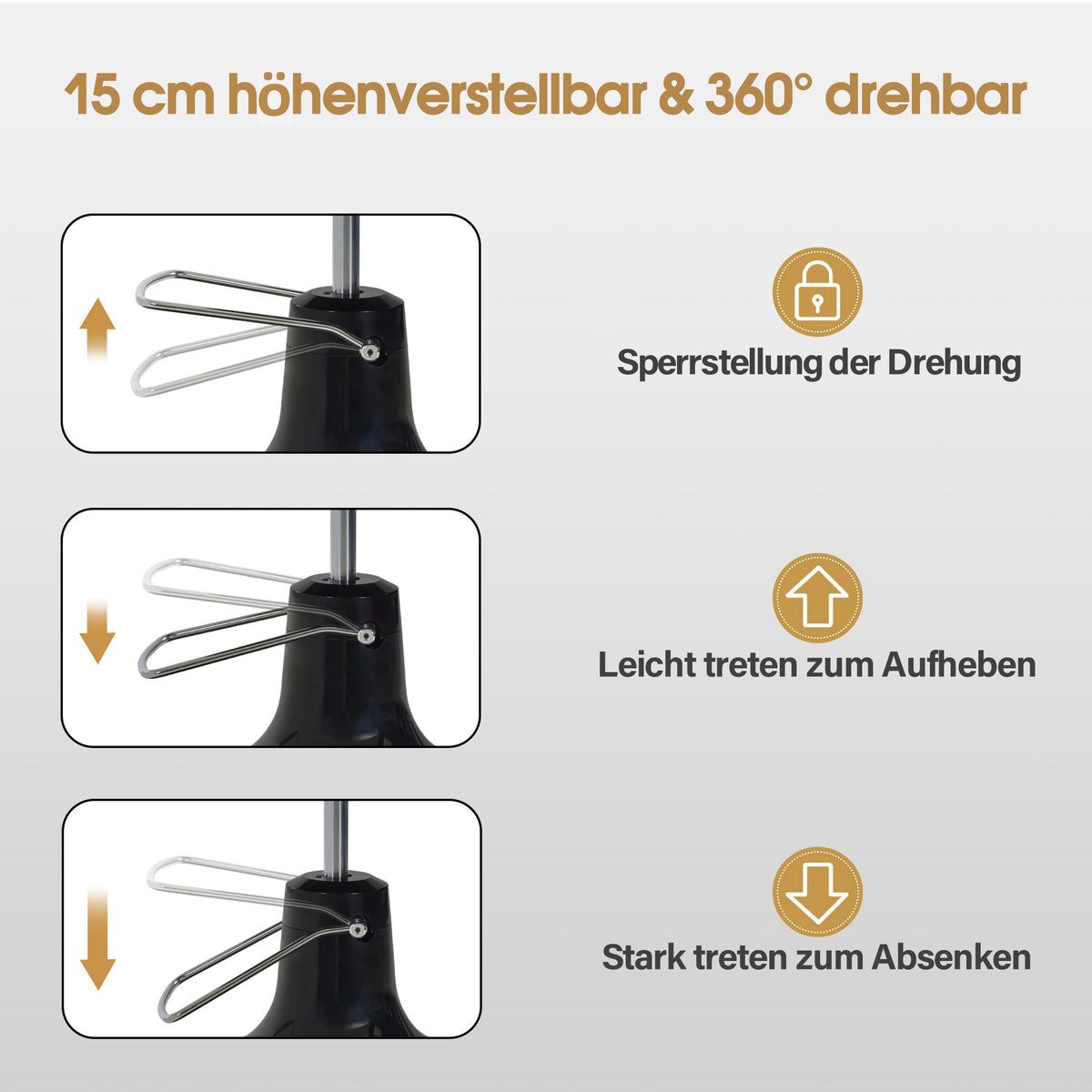 BP Barbershop Stuhl – Barbierstuhl Friseurstuhl Friseursessel mit Retro-/ Vintage Stil 2933BR (Braun/Gold) – Bild 6