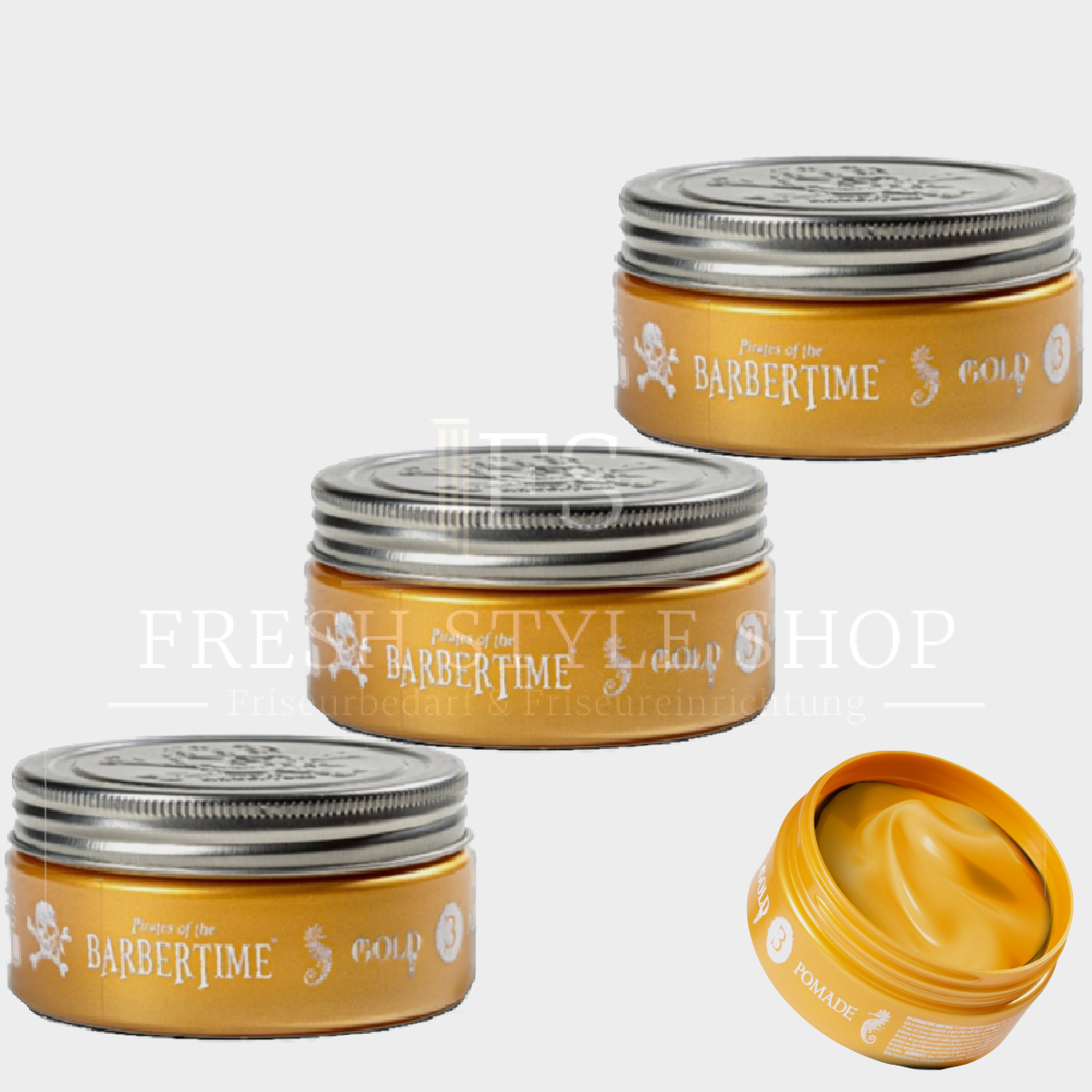 SPARSET 3x BARBERTIME Haarpomade Hair Pomade Styling Pomade 150ml Gold