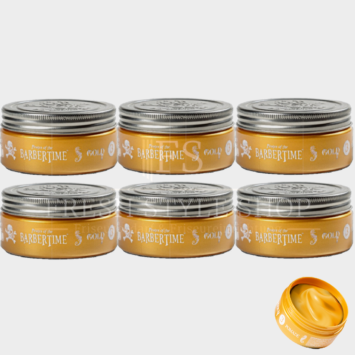 SPARSET 6x BARBERTIME Haarpomade Hair Pomade Styling Pomade 150ml Gold