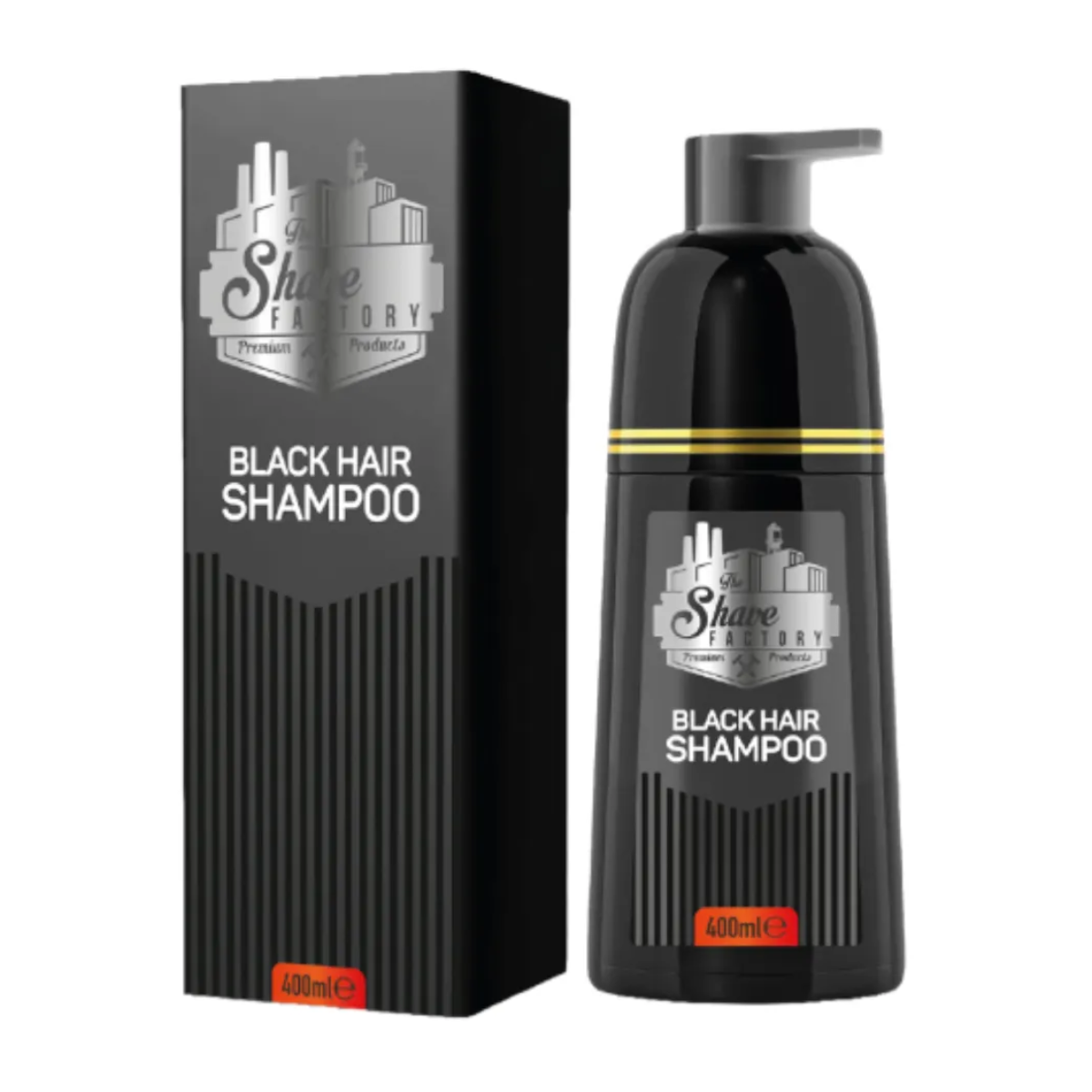 The Shave Factory Black Hair Shampoo – Abdeckung weißer & grauer Haare 400ml