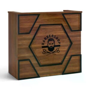 BP Empfangstheke mit 2 Schubladen & 3 Schränken Empfangstisch Abschließbar Empfangstresen Holz Rezeptionstisch Rezeptionstheke Kassentheke für Friseursalon R9760 (Braun)