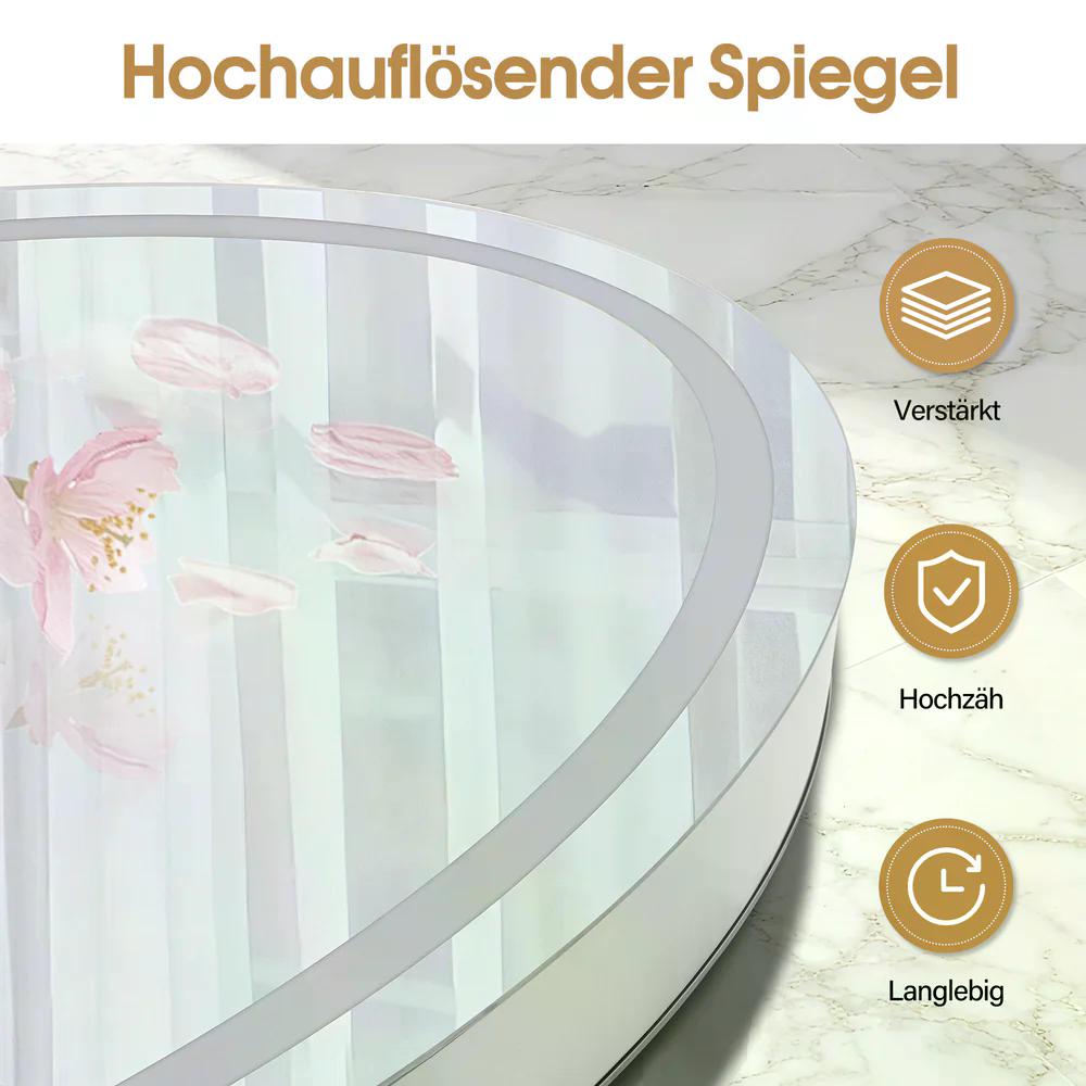 BP Standspiegel mit Beleuchtung Ganzkörperspiegel mit Edelstahl Großer Doppelspiegel mit Sockel Touch-Schalter 3 Lichtfarben Dimmbar für Friseursalon 60x60x192 cm J8363 (Silber) – Bild 8